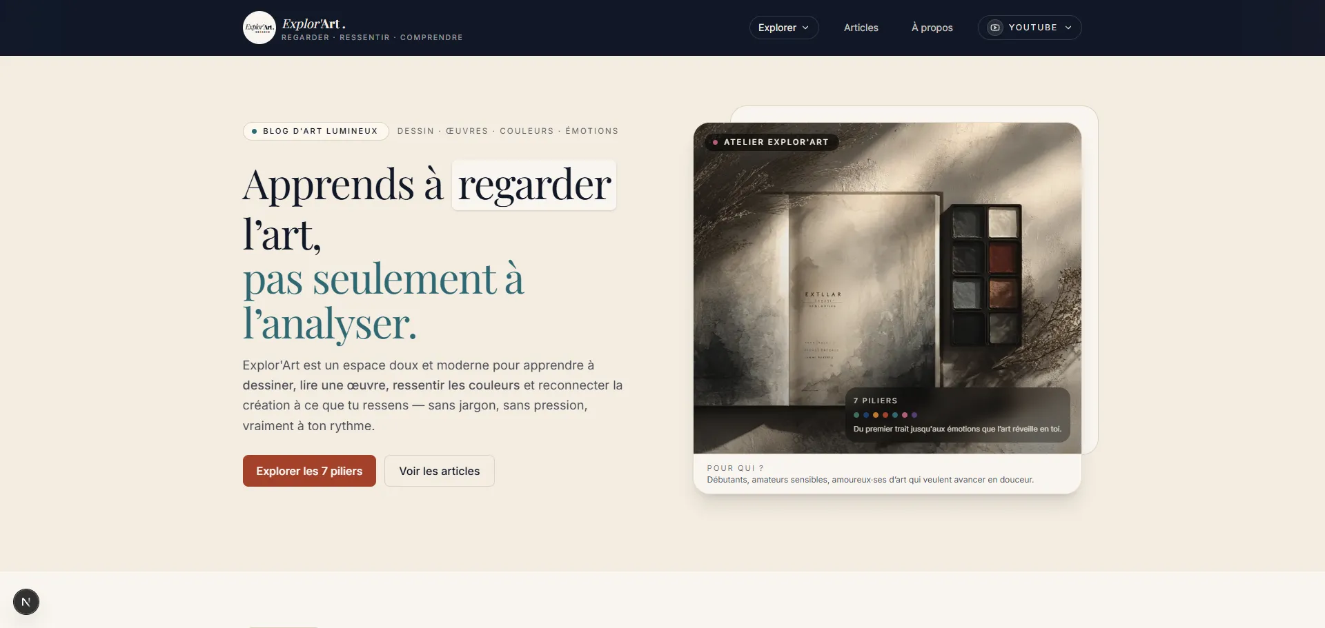 Hero éditorial — Explor’Art